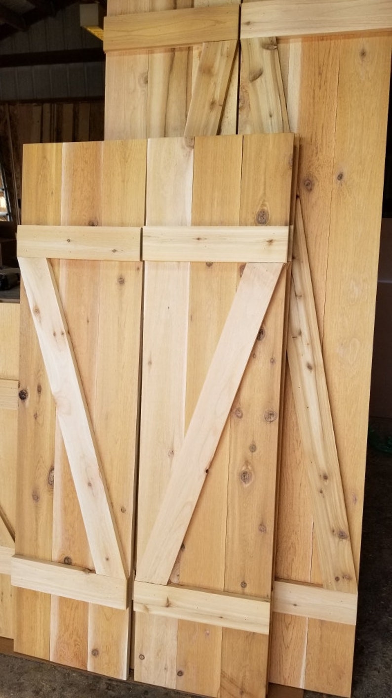 Z Bar Rustic Cedar Shutters Exterior Wood Shutters Etsy