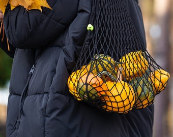 Nueva bolsa de malla de poliéster, bolsa de compras, color negro (CI282)