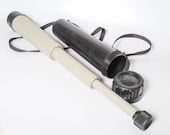 Vintage large folding spyglass telescope in original plastic case holder, USSR 1970-1980