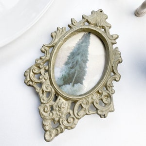 Vintage small art picture or photo Frame, solid brass frame with Victorian style decor, strond and heavy