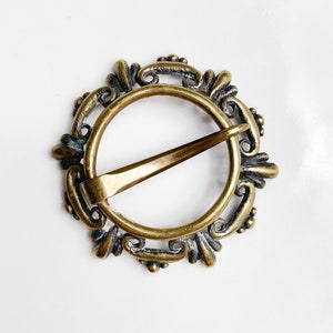 Vintage brass Ethnic Brooch, round Latvian national costume Jewelry, Latvia brooch, scarf pin brooch