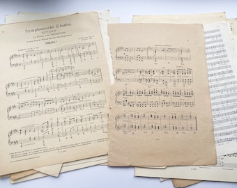 Lot of 25 Vintage antique music pages, sheets, paper ephemera for art and craft, Scrapbooking, paper music notes, Documents 35