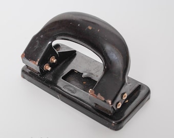 Vintage metal paper puncher, perforator, desk tool, Made in Soviet Russia, USSR, Retro Office (Art.CI820)