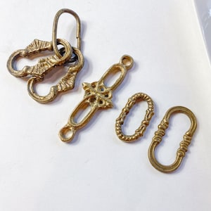 Set of 5 antique vintage solid brass connectors, hardware, furniture craft tool, Victorian style old chain links