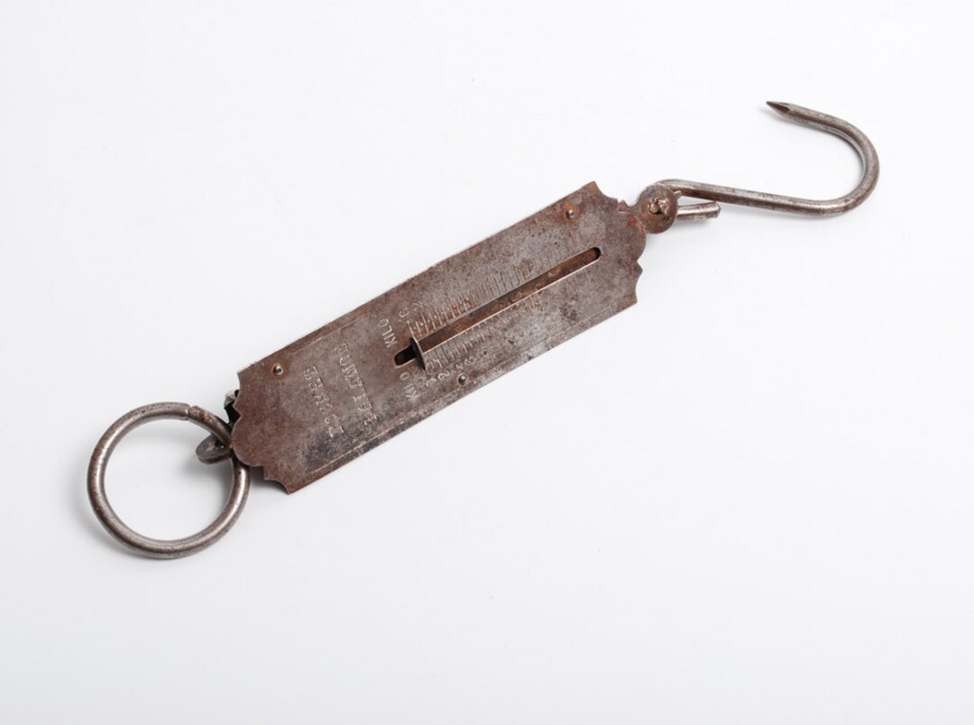 Antique Vintage Metal Spring Scale, Pocket Balance, Rustic Patina, Old ...
