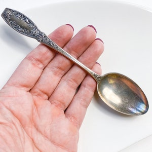 Antique vintage sterling silver 875, Tea or Coffee Spoon, elegant floral decor, retro home decor, kitchen, cutlery