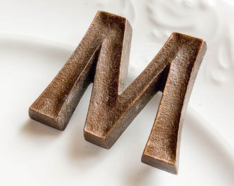 Vintage Solid Brass Letter M/W, Antique Monogram, Wall Decor