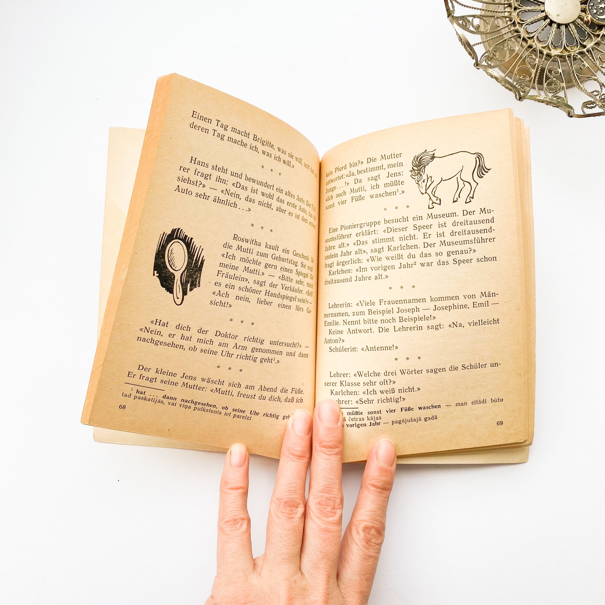 ビンテージの小型本、ドイツ語の教科書、会話集、6 クラスの課外読書用