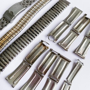 Lot of Vintage, Antique Watch Bracelets and Parts, Metal Bands for Crafting and Repair,  1970s–2000s, Steampunk Supplies, Parts
