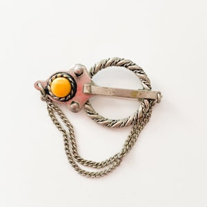 Vintage, antique Ethnic brooch, Latvian National Brooch, folk, Traditional pin brooch, silver tone metal