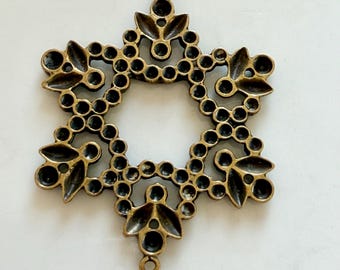Vintage Michal Negrin Brass Star Pendant Connector, Israel Designer Jewelry Component 56x44mm