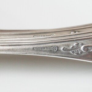 Set of 6 Vintage Silver plated Metal Desert Spoons, Art Nouveau style decor image 4