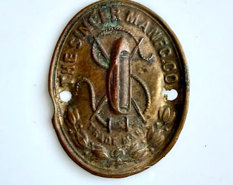 Vintage Singer Trade Mark Brass Tag Early 1900s Sewing Machine Badge