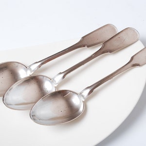 Set of 3 antique Silver plated Metal Dinner Spoons, Galw Norblinis (Art.CI180)
