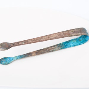 Vintage Metal Sugar tongs, floral decor, original old patina
