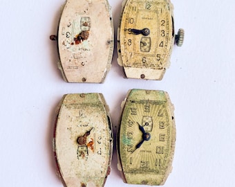 Conjunto antiguo de 4 mecanismos de reloj vintage, fabricado en Suiza, URSS, Paul Buhré, Luch, Venta, reloj vintage, movimiento suizo, reparación de relojes