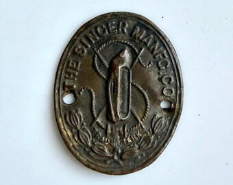 Vintage Singer Trade Mark Brass Tag Early 1900s Sewing Machine Badge