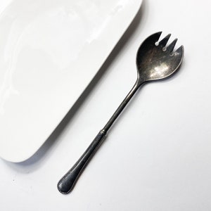 Vintage, antique E.P. Zinc Silverplated serving fork, spoon, cutlery, kitchen home decor, dinnerware, Italy
