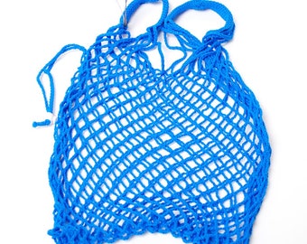 New polyester mesh bag, shopping bag, blue  (CI282)