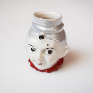 Vintage miniature small  Porcelain Vase, woman head, face