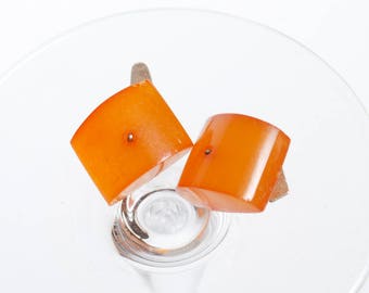 Set of antique Vintage Cuff Links, Pressed Baltic Amber stones  (DZ)