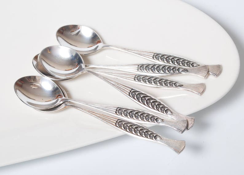 Alpaka Set of 6 vintage small Metal Tea or Coffee spoons