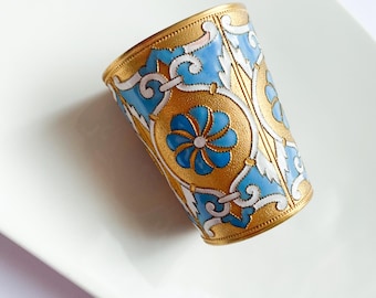 Vintage Soviet Enamel Brass Shot Cup USSR LF6 Mark Vodka Cup 1980s Collectible