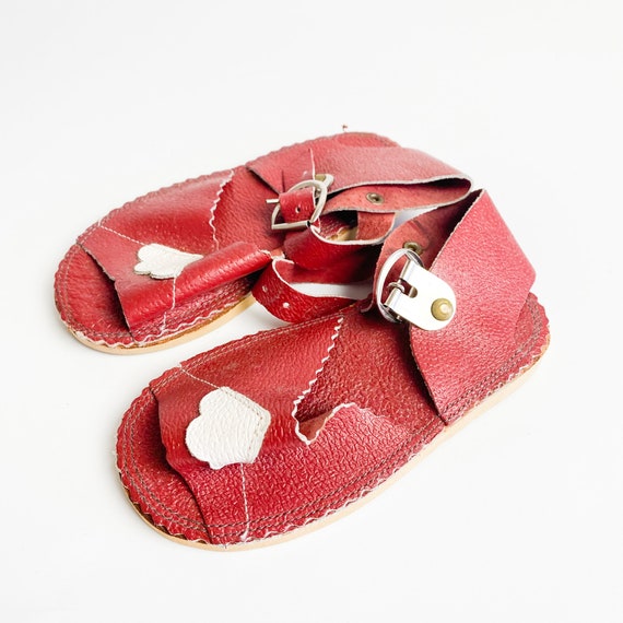 Scarpe vintage in pelle rossa per bambini sandali scarpe da