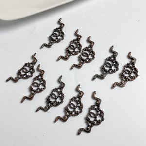 Set of 10 vintage metal Cabinet Door Pull Handles, lot, dark painted metal, Victorian style