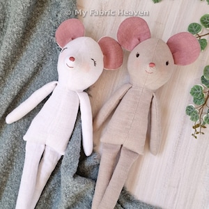 Mouse sewing pattern PDF & step-by-step photo-tutorial 40cm/16" Stuffed animal soft toy for nursery or baby shower gift by My Fabric Heaven