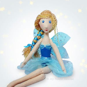 Fairy Doll Sewing Pattern Pdf Photo-Tutorial, Magical Faerie Rag Doll with Sparkly Wings & Yarn Hair, Midsummer Fairy By My Fabric Heaven.