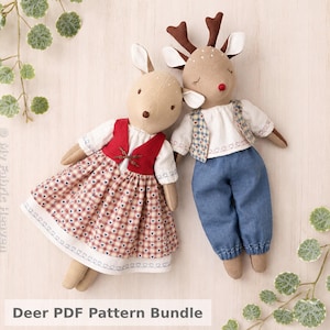 Deer Rag Doll Sewing Pattern PDF & Clothes Bundle / Beginner-Friendly