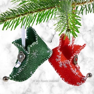Elf Boots Felt Christmas Tree Ornament PDF Sewing Pattern & Photo-Tutorial Handmade Christmas