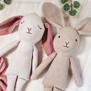 2 in 1 stuffed bunny doll plush, easy PDF sewing pattern & step-by-step photo-tutorial 40cm/16" Rabbit animal soft toy by My Fabric Heaven