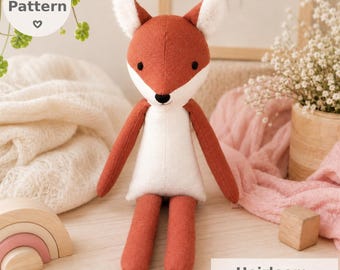 Fox Doll Sewing Pattern PDF, Arctic Fox, Wolf & Vixen Soft Toy Plush
