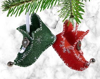 Elf Boots Felt Christmas Tree Ornament PDF Sewing Pattern & Photo-Tutorial Handmade Christmas