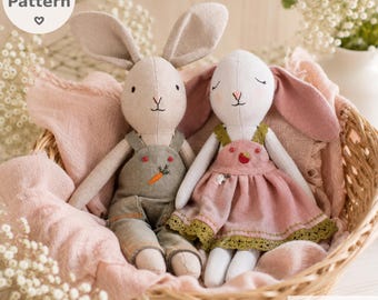 Bunny Doll & Clothes Sewing Pattern PDF Bundle; Beginner-Friendly Plush