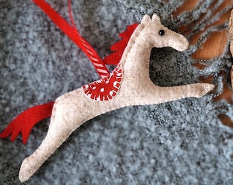 Felt Horse Christmas Tree Decoration, Prancing PONY Easy PDF Sewing PATTERN & Photo Tutorial