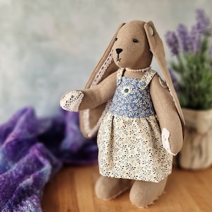Bunny soft toy & dress sewing pattern PDF - Rabbit Plushie pattern, stuffed animal toy and clothes, memory bear bunny, bunny pattern Pdf.