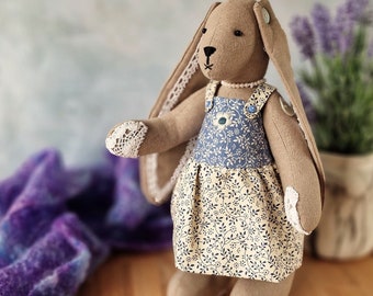 Bunny soft toy & dress sewing pattern PDF - Rabbit Plushie pattern, stuffed animal toy and clothes, memory bear bunny, bunny pattern Pdf.