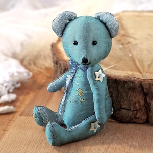 6" Tiny Teddy Bear PDF Sewing PATTERN Snowflake Bear, Miniature Bear Pattern, Christmas Memory Bear Pattern, Baby Keepsake Bear Pattern.