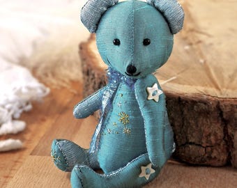 6" Tiny Teddy Bear PDF Sewing PATTERN Snowflake Bear, Miniature Bear Pattern, Christmas Memory Bear Pattern, Baby Keepsake Bear Pattern.
