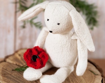 Bunny rabbit plushie PDF sewing pattern & photo tutorial, simple Easter bunny DIY, sew your own stuffed animal plush SIY by My Fabric Heaven