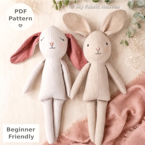 Bunny Doll Beginner Sewing Pattern PDF / Linen Heirloom Toy Tutorial