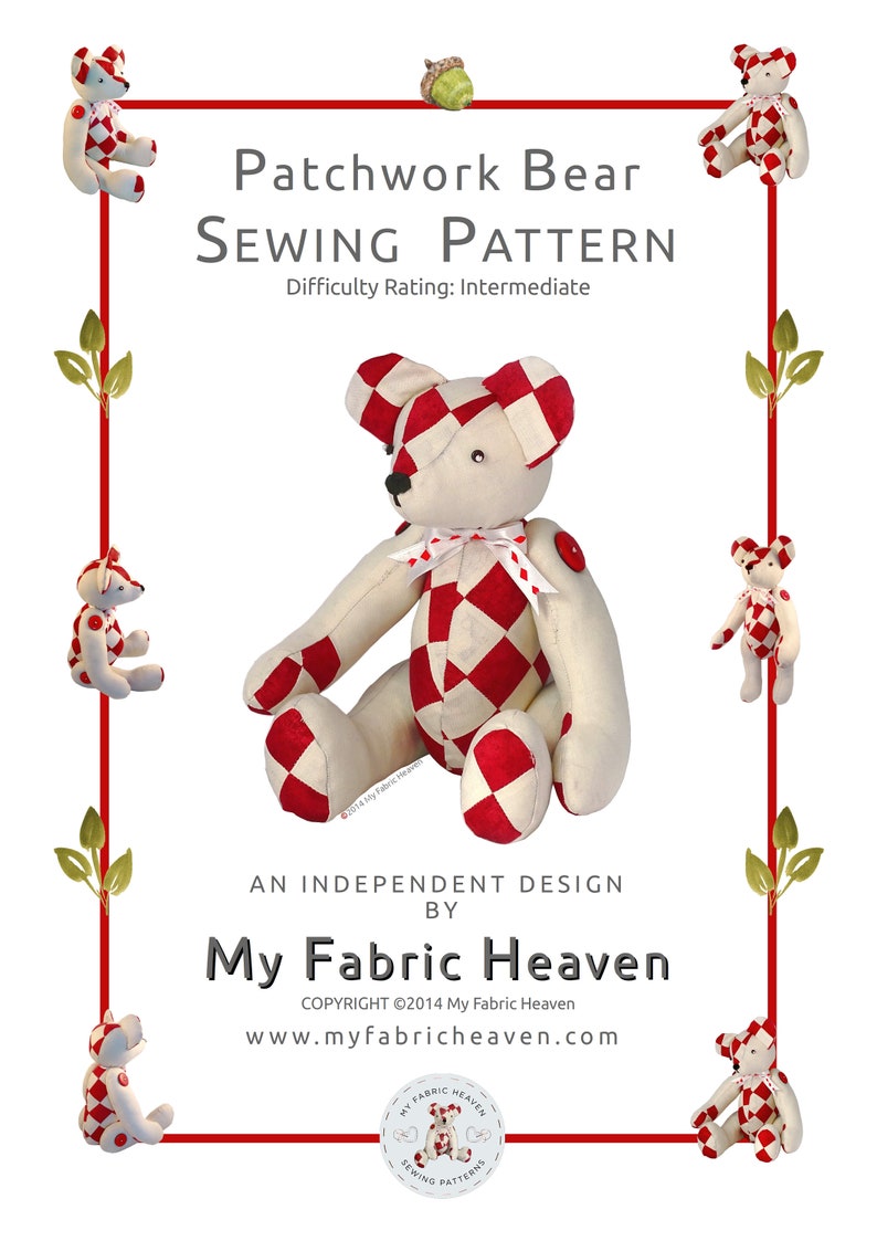 Memory Bear With Dress Sewing Pattern PDF: Patchwork Teddy, Dress ...