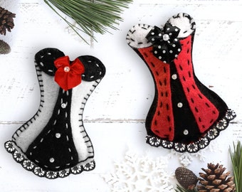 Felt Corset Christmas Tree Decoration, Keyring, Hen Party or Wedding Favours, Easy PDF Sewing PATTERN & Photo Tutorial by My Fabric Heaven