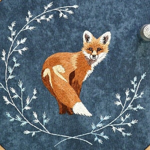 Fox Thread Painting Embroidery Pattern,  Needlepainting Video & Photo Tutorial PDF, Woodland Thread Painting, Hand Emboidery, Silk Shading