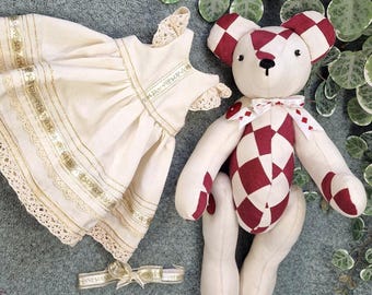 14" Patchwork Memory Bear and Dress, Sewing Pattern & Tutorial (PDF)
