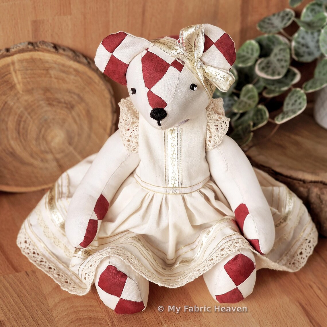 Memory Bear With Dress Sewing Pattern PDF: Patchwork Teddy, Dress ...