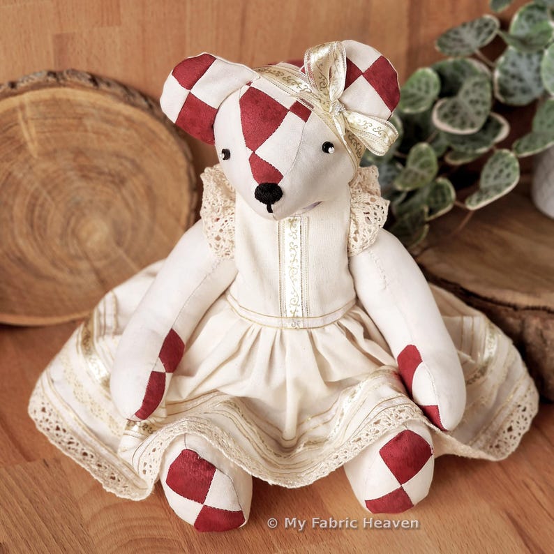 14" Patchwork Memory Bear and Dress, Sewing Pattern & Tutorial (PDF) - Etsy